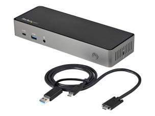 Startech USB-C & USB-A Dock, Hybrid Universal Triple Monitor Laptop Docking Station w/ DisplayPort & HDMI 4K 60Hz, 85W Power Delivery, 6x USB Hub, Ethernet, Audio, USB 3.1 Gen 2 10Gbps - Multi-Monitor Dock (DK31C3HDPDUE) - docking station - USB-C - 3 x HD