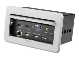 Startech Conference Table Connectivity Pop up Box with AV and Data Ports - HDMI, VGA, DisplayPort to 4K HDMI Output (BOX4HDECP2) - mounting plate