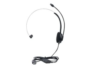 Manhattan Mono On-Ear Headset (USB) (Clearance Pricing), Microphone Boom (padded), Polybag Packaging, Adjustable Headband, In-Line Volume Control, Ear Cushion, USB-A for both sound and mic use, cable 1.5m, Three Year Warranty - headset