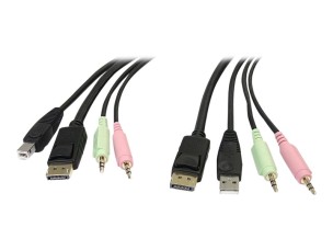 StarTech 6ft 4-in-1 USB DisplayPort® KVM Switch Cable w/ Audio & Microphone (DP4N1USB6) - video / USB / audio cable - 1.8 m