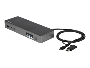Startech USB-C & USB-A Dock, Hybrid Universal Laptop Docking Station with Dual Monitor Display 4K 60Hz HDMI & DisplayPort, 60W Power Delivery, Gigabit Ethernet, Windows, Mac Chrome - 4K USB Type-C Dock (DK30C2DPPDUE) - docking station - USB-C - 2 x HDMI, 