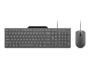 Lenovo 310 - keyboard and mouse set - with phone holder - QWERTY - US English - luna grey Input Device