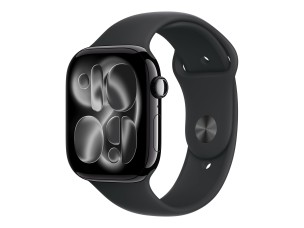 Apple Watch Series 11 (GPS + Cellular) - jet black aluminium - smart watch with sport band - black - 64 GB
