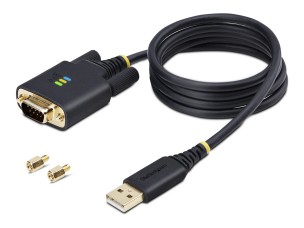 StarTech 3ft (1m) USB to Serial Adapter Cable, Interchangeable DB9 Screws/Nuts, COM Retention, USB-A to DB9 RS232, FTDI IC, Level-4 ESD Protection, Windows/macOS/ChromeOS/Linux - Rugged TPE Construction (1P3FFCB-USB-SERIAL) - USB / serial cable - USB to D