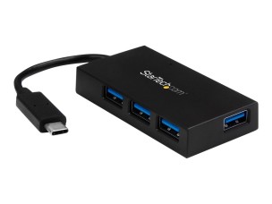 Startech 4 Port USB C Hub with 4x USB-A Ports USB 3.0 (USB 3.1/3.2 Gen 1 SuperSpeed 5Gbps), USB Bus or Self Power, Portable USB Type-C to USB-A BC 1.2 Charging Hub w/Power Adapter - Windows/macOS/Linux (HB30C4AFS) - hub - 4 ports