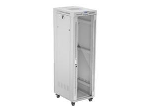 Lanberg FF01 series V2 - rack - 600x800, flat pack, glass door, LCD - 42U
