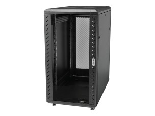 Startech 18U 19" Server Rack Cabinet, 4 Post Adjustable Depth (6-32")Locking Knock Down Network/Computer Equipment Enclosure, Mobile with Glass Door & Casters, HP ProLiant ThinkServer - Data Rack Enclosure (RK1836BKF) - rack - 18U