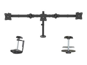 Startech Desk Mount Triple Monitor Arm, Ergonomic VESA 3 Monitor Mount up to 27", Articulating & Height Adjustable Pole Mount, Tilt/Swivel/Rotate LCD/LED Screen, Desk Clamp/Grommet - Monitor Pole Mount (ARMTRIO) adjustable arm - for 3 monitors