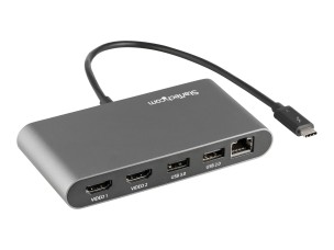 Startech Thunderbolt 3 Mini Dock - Portable Dual Monitor w/HDMI 4K 60Hz - 2X USB-A Hub (3.2/2.0), GbE - 28cm Cable - TB3 Multiport Adapter - Mac/Windows - Upgraded Version of TB3DKM2HD (TB3DKMHDL) - docking station - Thunderbolt 3 - 2 x HDMI - 1GbE