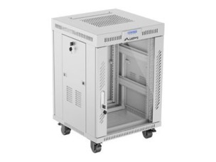 Lanberg FF01 series V2 - rack - 600x600, flat pack, glass door, LCD - 15U