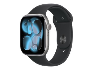 Apple Watch Series 11 (GPS + Cellular) - space grey aluminium - smart watch with sport band - black - 64 GB