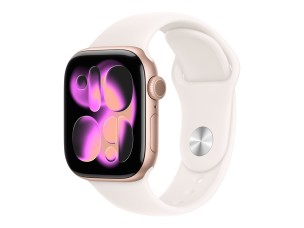 Apple Watch Series 11 (GPS) - rose gold aluminium - smart watch with sport band - light blush - 64 GB