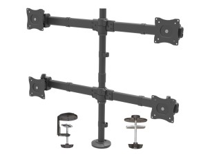 Startech Desk Mount Quad Monitor Arm, Ergonomic VESA 4 Monitor Mount 2x2 up to 27", Articulating & Height Adjustable Pole Mount, Tilt/Swivel/Rotate LCD/LED Screen, Clamp/Grommet - Heavy-duty VESA Mount (ARMQUAD) mounting kit - adjustable arm - for 4 monit