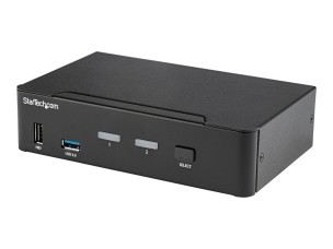 Startech 2 Port DisplayPort KVM Switch, 4K 60Hz, Single Display, Dual Port UHD DP 1.2 USB KVM Switch with Integrated USB 3.0 Hub and Audio, Dell, HP, Apple, Lenovo, TAA Compliant - Keyboard/Video/Mouse Switch (SV231DPU34K) - KVM / audio / USB switch - 2 p