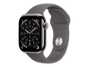 Apple Watch Series 11 (GPS + Cellular) - natural titanium - smart watch with sport band - stone grey - 64 GB