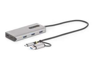 Startech USB-C Multiport Adapter w/Attached USB-C to USB-A Dongle, Dual HDMI (4K30Hz/1080p60Hz), 3x USB-A, Mini Laptop Docking Station, Travel Dock, 1.3ft/40cm Cable - Dual Display M1/M2 MacBook/Windows/Chrome (167B-USBC-MULTIPORT) - docking station - USB