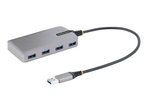 Startech 4-Port USB Hub, USB 3.0 5Gbps, Bus Powered, USB-A to 4x USB-A Hub with Optional Auxiliary Power Input, Portable Desktop/Laptop USB Hub with 1ft (30cm) Attached Cable - USB Expansion Hub (5G4AB-USB-A-HUB) - hub - 4 ports
