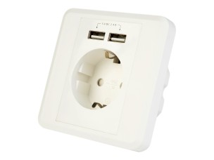 EnerGenie EG-ACU2A2-01 - power socket-outlet - 1 gang - 1 power socket, 2 USB sockets