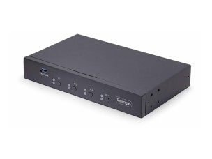 Startech 4-Port KM Switch with Mouse Roaming, USB Switch for Keyboard/Mouse, 3.5mm and USB Audio, Peripheral Sharing for 4 Computers, USB 3.0 Switcher, TAA Compliant - Hotkey/Pushbutton Switching (P4A20132-KM-SWITCH) - keyboard/mouse switch - 2 ports - TA