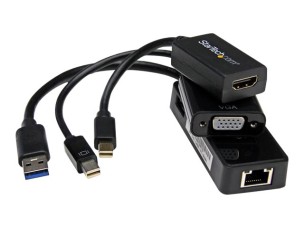 Startech 3-in-1 Accessory Kit for Surface and Surface Pro 4 - mDP to HDMI / VGA - USB 3.0 GbE - Works with Surface Pro 3 and Surface 3 (MSTP3MDPUGBK) - notebook accessories bundle