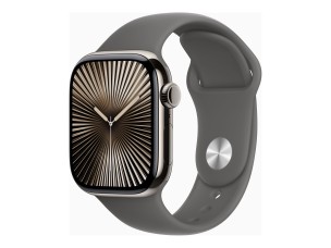 Apple Watch Series 10 (GPS + Cellular) - natural titanium - smart watch with sport band - stone grey - 64 GB