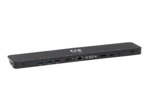 Eaton Tripp Lite Series Triple-Monitor USB C Dock USB C Docking Station with 4K HDMI & DisplayPort, VGA - USB-A/C, GbE, 100W PD, Black - docking station - USB-C 3.1 / Thunderbolt 3 - VGA, HDMI, DP - 1GbE