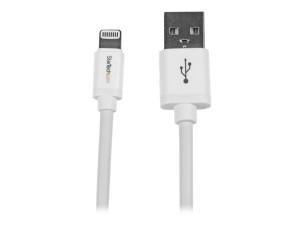 Startech 2m (6ft) Long White Apple 8-pin Lightning Connector to USB Cable for iPhone / iPod / iPad - Charge and Sync Cable (USBLT2MW) - Lightning cable - Lightning / USB - 2 m