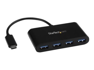 Startech 4-Port USB-C Hub - Portable USB-C to 4x USB-A Hub - Bus-Powered USB 3.1 Gen 1 Type-C Hub - USB 3.0 Port Expander (HB30C4AB) - hub - 4 ports