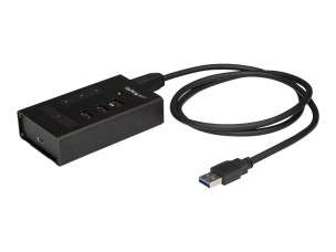 Startech 4 Port USB 3.0 Hub, USB Type-A to 1x USB-C & 3x USB-A, Commercial Metal USB Hub, SuperSpeed 5Gbps USB 3.1/3.2 Gen 1, Self Powered, BC 1.2 Fast Charge/Sync, Mountable/Rugged - Windows/macOS/Linux (HB30A3A1CST) - hub - 4 ports