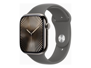 Apple Watch Series 10 (GPS + Cellular) - natural titanium - smart watch with sport band - stone grey - 64 GB
