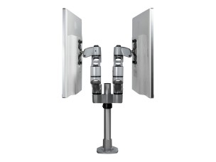 Startech Desk Mount Dual Monitor Arm, Premium Articulating Monitor Arm, up to 27" VESA Mount Displays, Height Adjustable Monitor Mount, Rotating/Swivel/Tilt, Desk Clamp/Grommet, Silver - Easy & Quick Assembly (ARMDUALPS) mounting kit - adjustable arm - fo