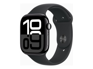 Apple Watch Series 10 (GPS) - jet black aluminium - smart watch with sport band - black - 64 GB