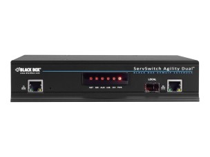Black Box ServSwitch Agility Dual DVI, USB, and Audio KVM Extender over IP, Dual-Head or Dual-Link, Transmitter - video/audio/USB extender - 10Mb LAN, 100Mb LAN, 1GbE - TAA Compliant