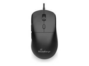 MediaRange - mouse - with scroll-wheel, dpi and thumb buttons, 800 - 2400 dpi, 1.5 m - USB-C - black