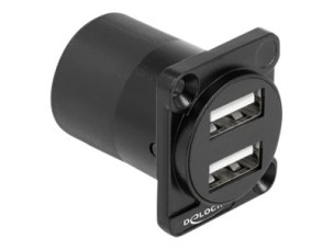Delock D-Type - USB socket mechanism - USB 2.0 - 2 USB sockets - black