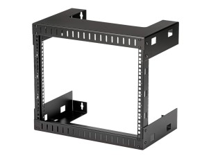 Startech 8U 19" Wall Mount Network Rack - 12" Deep 2 Post Open Frame Server Room Rack for Data/AV/IT/Computer Equipment/Patch Panel with Cage Nuts & Screws 135lb Capacity, Black (RK812WALLO) - rack - 8U