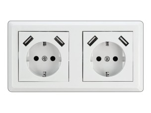 Delock - power socket-outlet - 2 gangs - 2 power sockets, 4 USB sockets - white