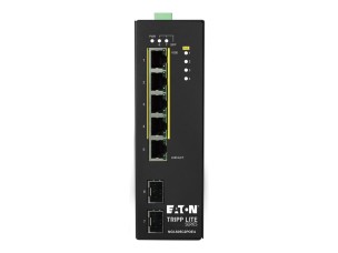 Eaton Tripp Lite series 5-Port Lite Managed Industrial Gigabit Ethernet Switch - 10/100/1000 Mbps, PoE+ 30W, 2 GbE SFP Slots, -10° to 60°C, DIN Mount - switch - 5 ports - smart - TAA Compliant