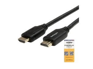 Startech 3ft (1m) Premium Certified HDMI 2.0 Cable with Ethernet, High Speed Ultra HD 4K 60Hz HDMI Cable HDR10, HDMI Cord (Male/Male Connectors), For UHD Monitors, TVs, Displays - Durable HDMI Cable (HDMM1MP) - HDMI cable with Ethernet - 1 m