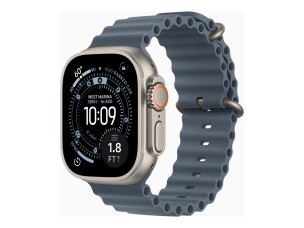 Apple Watch Ultra 3 - natural titanium - Yes smart watch with Ocean band - anchor blue - 64 GB