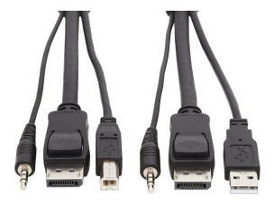 Eaton Tripp Lite Series DisplayPort KVM Cable Kit, 3 in 1 - 4K DisplayPort, USB, 3.5 mm Audio (3xM/3xM), 4:4:4, 1.83 m, Black - video / USB / audio cable - 1.83 m