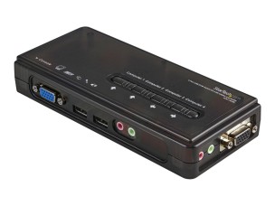 Startech 4 Port Black USB KVM Switch Kit with Cables and Audio - desktop KVM Switch - VGA KVM Switch - USB KVM Switch 4 Port (SV411KUSB) - KVM / audio switch - 4 ports