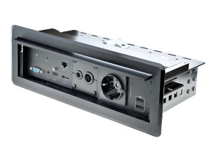 Startech Conference Table Box for AV Connectivity & Power/Charging, 4K HDMI output w/ HDMI, DP, & VGA Inputs, GbE, Audio, Charging Station w/ 2x USB-A & 1x CE Certified EU Plug - Conference Room AV Connection (KITBXAVHDPEU) - docking station - USB - VGA, 