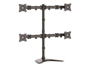 Startech Quad Monitor Stand - Articulating - Supports Monitors 13" to 27" - Adjustable VESA Four Monitor Stand for 4 Screen Setup - Steel - Black (ARMBARQUAD) stand - for 4 monitors - black