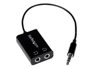 Startech Black Slim Mini Jack Headphone Splitter Cable Adapter - 3.5mm Audio Mini Stereo Y Splitter - 3.5mm Male to 2x 3.5mm Female (MUY1MFFADP) - headphones splitter - 15.23 cm