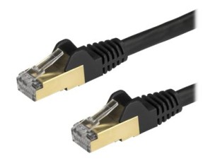 Startech 50cm CAT6A Ethernet Cable, 10 Gigabit Shielded Snagless RJ45 100W PoE Patch Cord, CAT 6A 10GbE STP Network Cable w/Strain Relief, Black, UL Certified Wiring/TIA - Category 6A - 26AWG (6ASPAT50CMBK) - patch cable - 50 cm - black