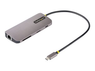 Startech USB C Multiport Adapter, 4K 60Hz HDMI Video, 3 Pt 5Gbps USB-A Hub, 100W Power Delivery Pass-Through, GbE, SD/MicroSD, USB Type-C Mini Travel Dock, 12" / 30cm Cable - USB C Laptop Docking Station - docking station - USB-C / Thunderbolt 3 / Thunder