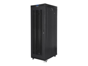 Lanberg FF01 series - rack - 800 x 1000, flat pack, with glass door, LCD - 27U