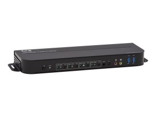 Eaton Tripp Lite series 4-Port DisplayPort KVM with Dual Console Ports (DP and HDMI), 4K 60Hz 4:4:4, DP1.4 with IR Remote - KVM / audio / USB switch - 4 ports