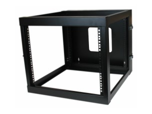 Startech "8U Hinged Open Frame Wall Mount Network Rack - 4-Post 22"" Depth Swing Out Computer Equipment Rack - 140lbs capacity (RK819WALLOH)" - rack - 8U